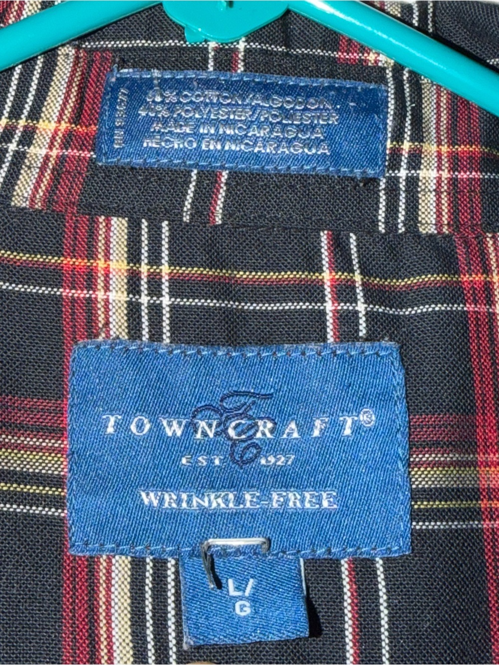 Towncraft Black Plaid Sport Coat with Red and Cream Accents